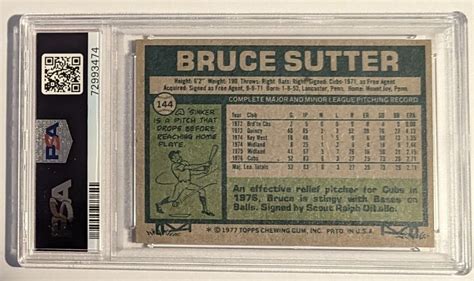 1977 Topps 144 Bruce Sutter RC PSA 7 New Slab EBay