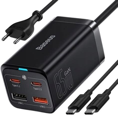 SZYBKA ŁADOWARKA SIECIOWA GaN3 Pro 2x USB C USB 65W MOCNY ZASILACZ