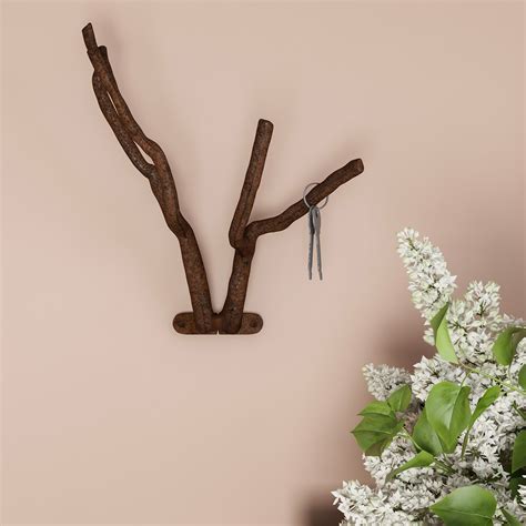 Decorative Tree Branch Hook Cast Iron Shabby Chic Rustic Wall Mount