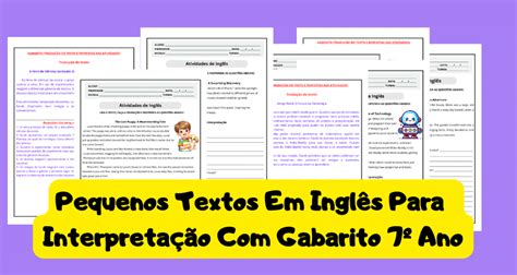Pequenos Textos Em Inglês Para Interpretação Com Gabarito 7o Ano - Pequenos Textos Em Inglês Para Interpretação Com Gabarito 7º Ano