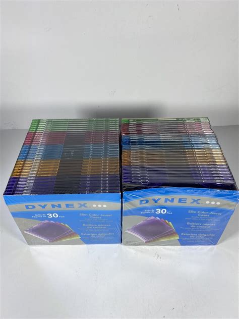 SEALED NEW Dynex DX CD30C 30 Pack DVD CD ROM Disc Slim Color Jewel Case