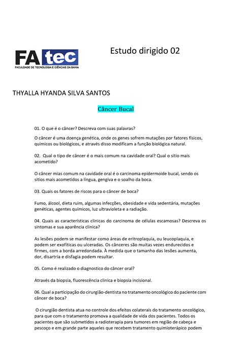 Thyalla Hyandaed 02 Câncer Bucal Estudo dirigido 02 THYALLA HYANDA