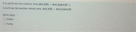 Solved If A And B Are Nxn Matrices Then Det Ab