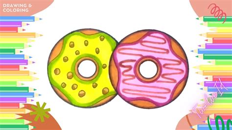 Menggambar And Mewarnai Donatdrawing And Coloring Donuts Drawing For Kids