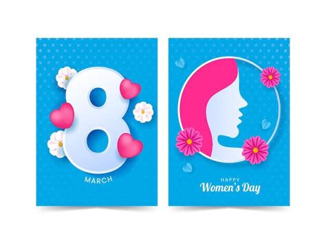 Premium Vector International Womens Day Greeting Card Set 8 March