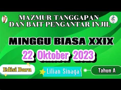 Mazmur Tanggapan 22 Oktober 2023 Minggu Biasa Xxix Edisi Baru Tahun A