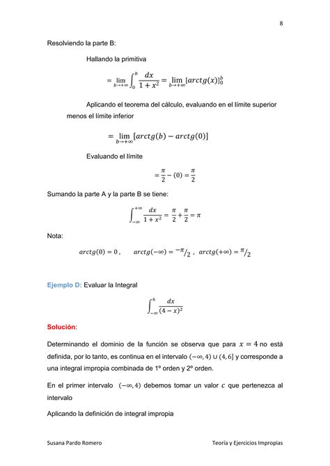 Teoria Y Ejercicios Integrales Impropias 2 Pdf