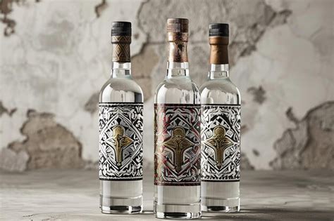 Premium Photo | Tequila bottles with unique artistic labels