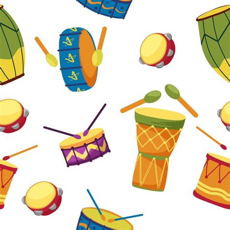 Seamless pattern with colorful drums for holidays, street parades and