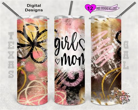 Girl Mom Tumbler Wrap Mom Tumbler PNG Seamless Design 20oz