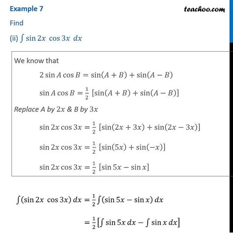 Example 7 Ii Find Integral ∫ Sin 2x Cos 3x Dx Teachoo