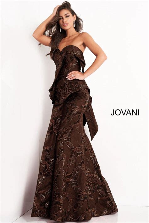 Brown Jovani 05020 Prom Long Strapless Mermaid Dress For 680 0 The