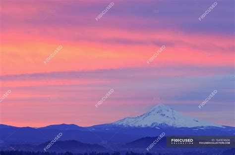 Red Sunrise Over Mount — rural, sky - Stock Photo | #164924606