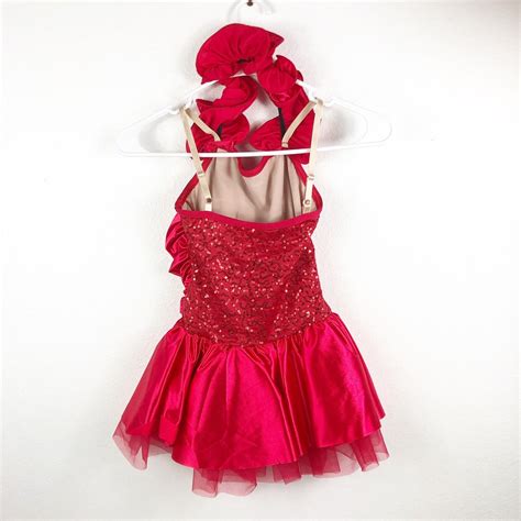 Weissman Dance Costume Red Sequin Dress 9011 With Gem