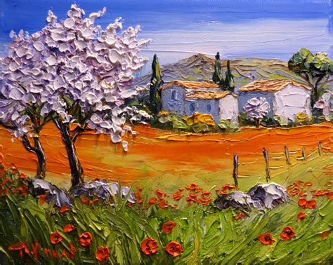 Vincent Rallo 1954 Paysage au printemps dans la campagne à