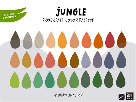 Jungle Procreate Color Palette Jungle Invite Procreate Color Swatches ...