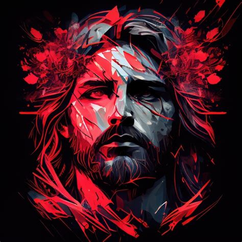 Premium Ai Image Abstract Portrait Of Jesus Christ Wearing A Crown Of