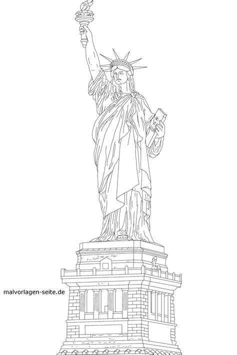 Ausmalbild Freiheitstatue / Statue of Liberty, New York kostenlos ausmalen