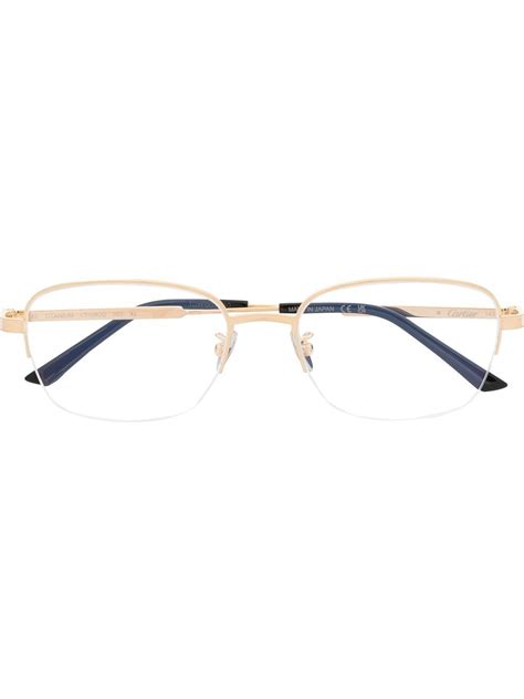 Cartier Eyewear Square Frame Engraved Logo Glasses Farfetch