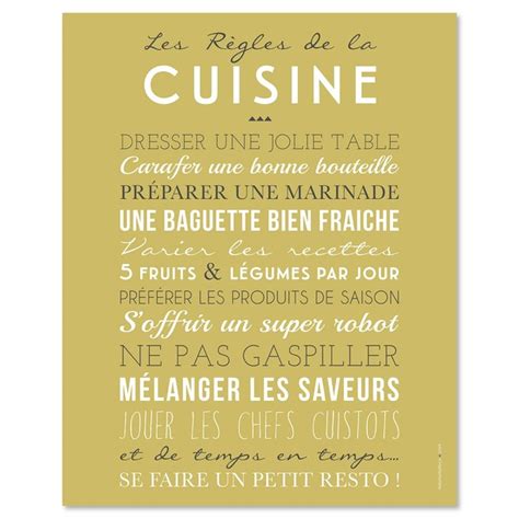 Les Règles de la Cuisine Stickers Affiches et Tableaux Déco