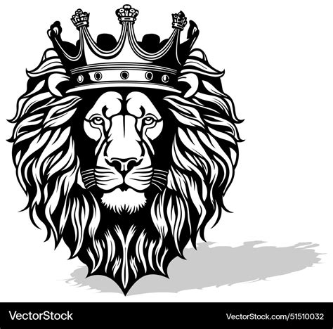 Drawing of a lion head with royal crown Royalty Free Vector