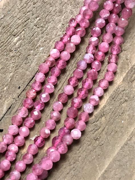 Natural Pink Tourmaline Faceted Rounds Beads 2mm Loose Beads 15 5