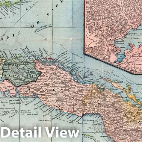 Historic Map : 1899 Map of Cuba - Vintage Wall Art - Historic Pictoric