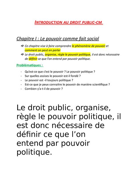 Introduction Au Droit Public Introduction Au Droit Public Cm Chapitre