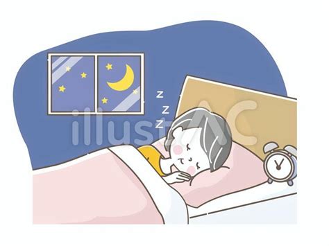 夜ぐっすり眠るシニア女性のイラスト素材イラスト No 23062420／無料イラスト フリー素材なら「イラストac」