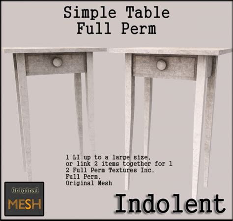 Second Life Marketplace Indo Simple Table Full Perm 1li