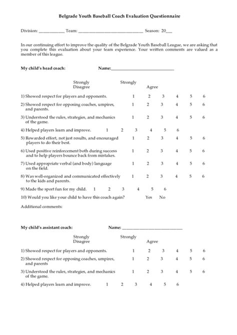 Printable Softball Evaluation Forms Printable Forms Free Online