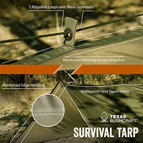 Texas Bushcraft Emergency Camping Tarp Waterproof 10x10 Emergency