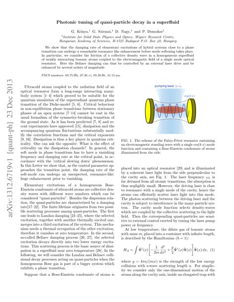 PDF Photonic Tuning Of Quasi Particle Decay In A Superfluid