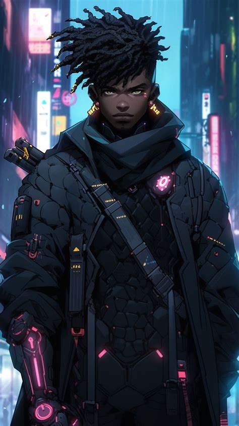 [afro Anime Art] The Technician Black Anime Guy Black Power Art