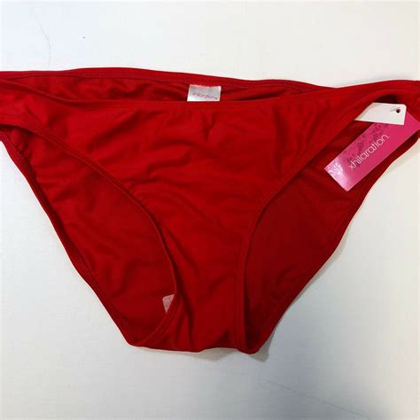 Juniors Bikini Bottom Xhilaration Ruched Back Red Xl Nwt