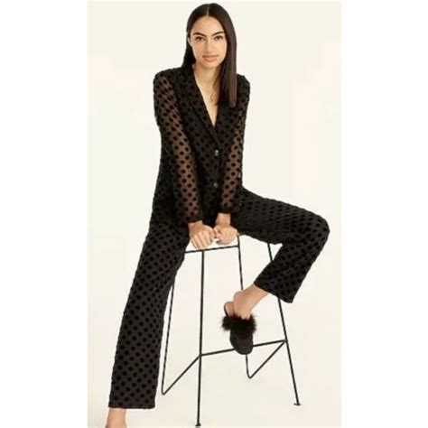 J Crew Jackets And Coats J Crew Collection Parke Blazer In Black Velvet Polka Dot Sheer Suit