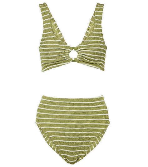 Hunza G Nadine Striped High Rise Bikini Hunza G