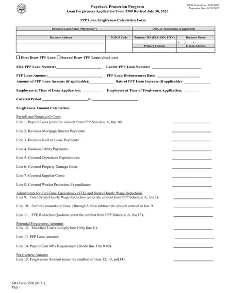 Sba Form Ppp Loan Forgiveness Application Instructions