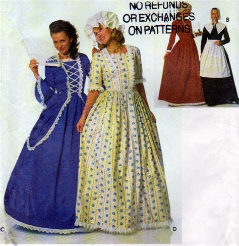 Simplicity 9713 Misses Costumes Pattern Puritan Costume Etsy Gown