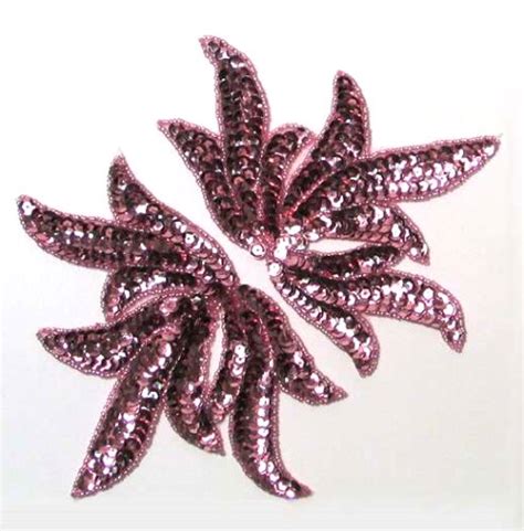 Seaweed Applique Sequin Mauve Nautical Patch 6 25