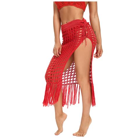IROINNID Women S Swimsuit Bohemian Hollow Weave Tassels Cover Up Bikini Swimwear Beach Cover Ups