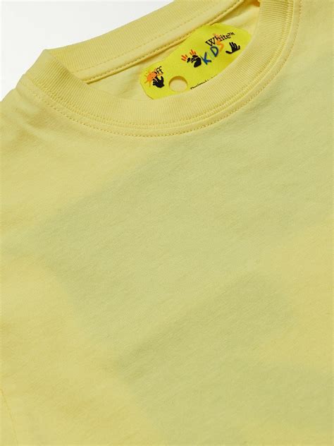 Off White Arrow Logo Print Cotton Jersey T Shirt Yellow Off White