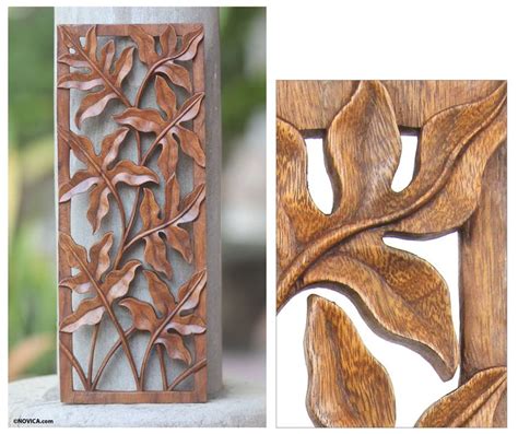 Balinese Forest Motif Relief Panel Forest Shrubs Wood Panel Walls