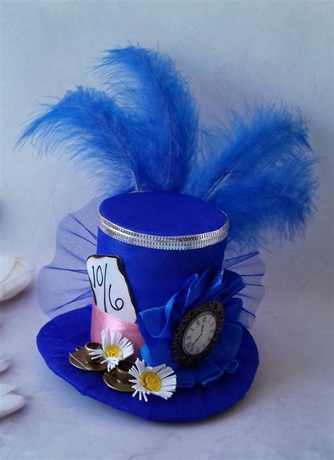 Mini Top Hat Headband Mad Hatter Hat Blue Mini Top Hat Etsy