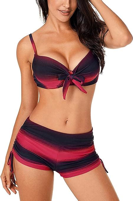 Aleumdr Bikini Damen Badeanzug Zweiteiliger Bikini Set Push Up Bademode