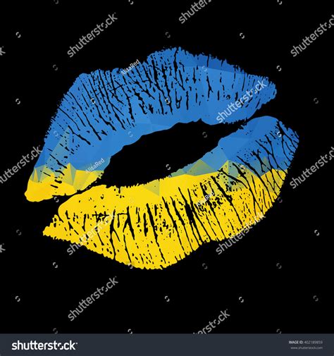 Ukraine Lipstick Kiss On Black Background Stock Illustration 402189859 Shutterstock