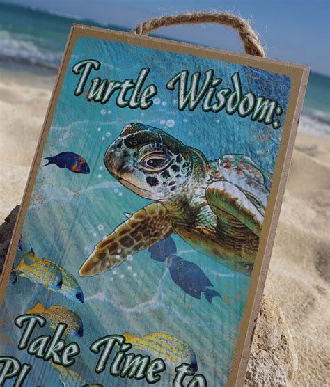 Sea Turtle Sign Tropical Island Beach Nautical Coastal Home Decor