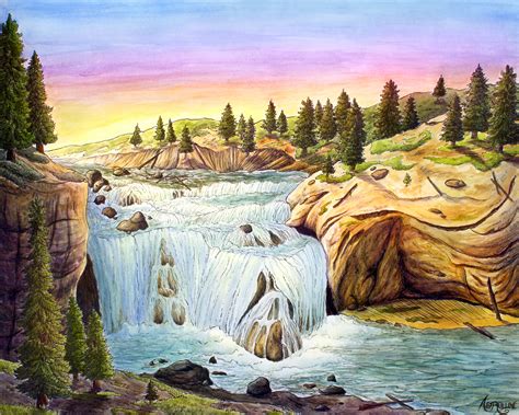 Waterfall Watercolor Painting At Paintingvalley Explore