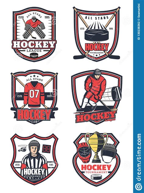 Ice Hockey Game Sport Vector Icons Stock Vector Illustration Of Badge