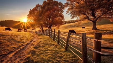 Premium Ai Image Cattle Ranch Hd K Wallpaper Stock Photographic Image